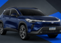 Toyota Corolla Cross Hybrid SUV azul lançado no Brasil.