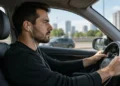 Motorista dirige carro usando fone de ouvido, conduta considerada infração média pelo CTB.