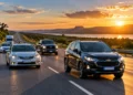 Carros circulando em rodovia representam a isenção do IPVA para veículos elétricos no Tocantins.